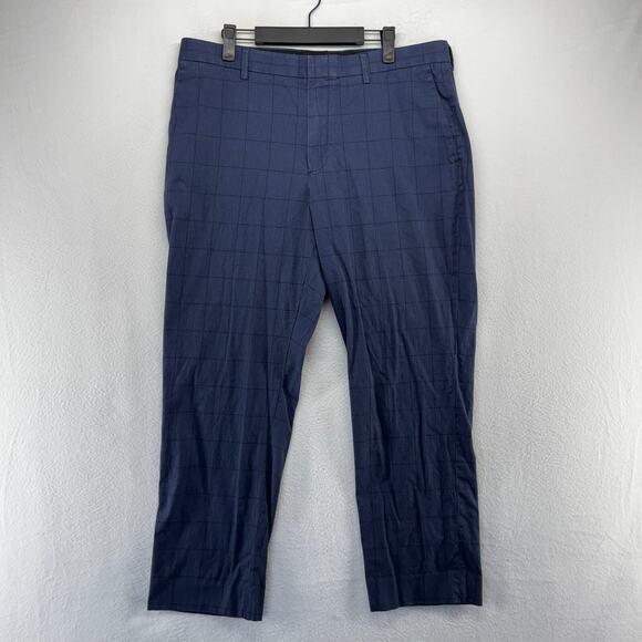 J Crew Pants Men's Fits 35x28 Blue Chino Khaki Trousers Window Pane Ludlow - Picture 1 of 9